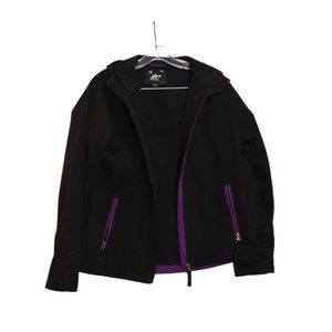 Athletech Black/ Purple Pockets Hoodie Sport Wear Jacket M